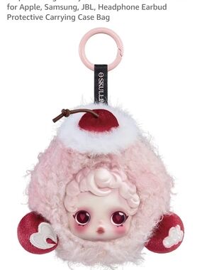 Eskulle Pink Plush Keychain AirPods Case – Cute Doll Design